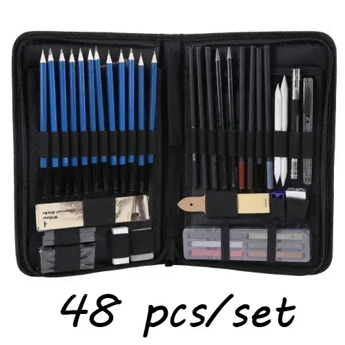 Miniature : 144PCS Color & Sketch Pencil Set – 72 Watercolor, Metallic & Oil Pencils + Case