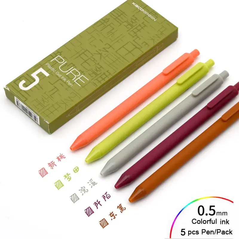 Thumbnail: KACO Sign Gel Pen 0.5mm – Smooth Ink, 5 Vintage Colors, Office & School Use