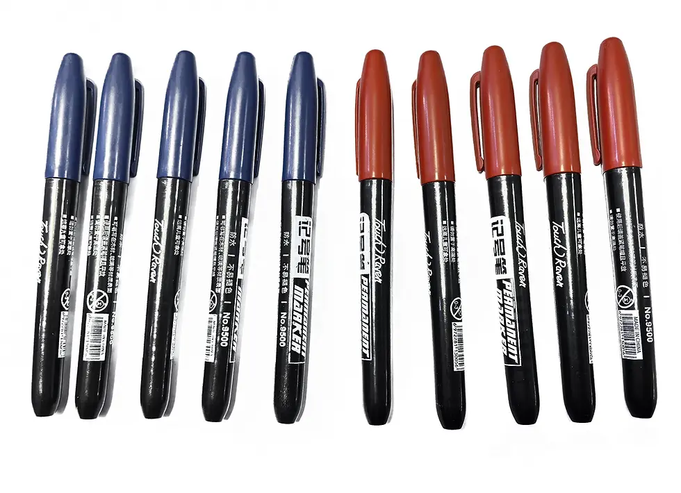 Miniature : 6PCS Permanent Waterproof Marker Pen Set Black Blue Red for Art & Office Use