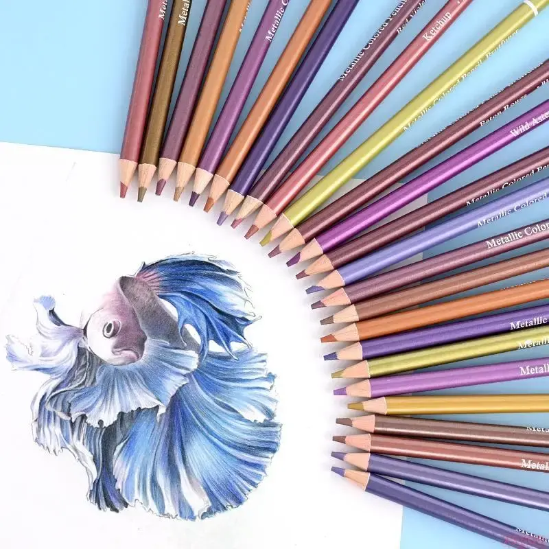 Miniaturbild: Brutfuner 50 Metallic Colored Pencils Soft Wood Set for Drawing & Art Projects