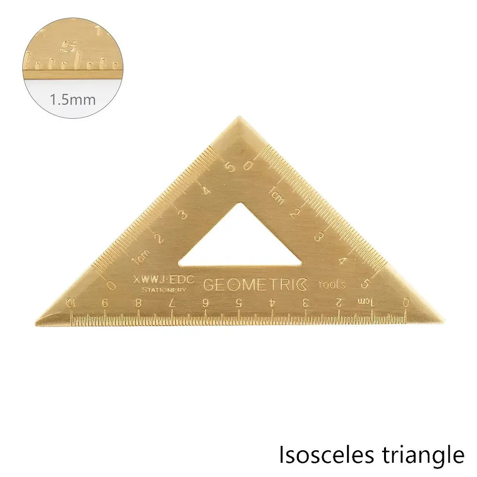 Miniatura: Vintage Brass Ruler Triangle Protractor Set for Drawing and Measuring Tools