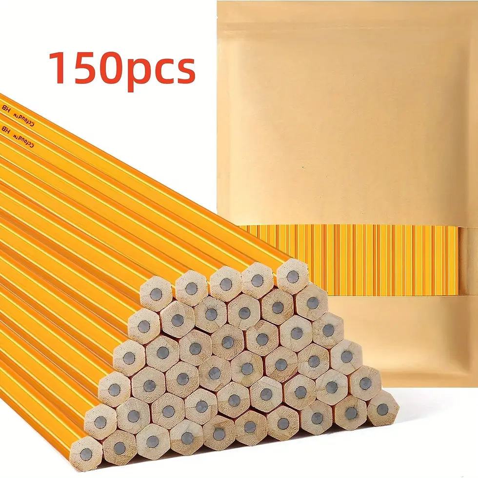 Miniature : 50/100/150pcs Yellow HB Pencils with Eraser Top - Wood-Cased School & Office Set