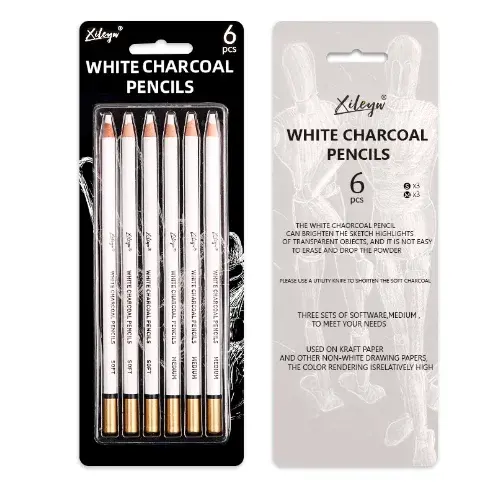 Miniature : 12 Pcs Box Compressed Charcoal Sticks Square Drawing Chalk for Sketching