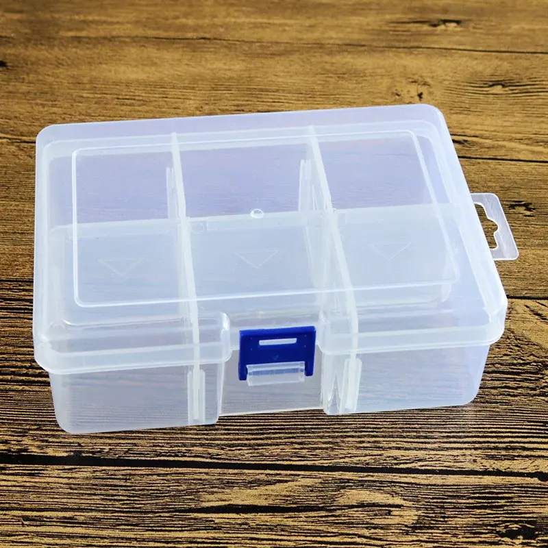 Прев'ю: Multi-Grids Plastic Storage Box – Clear PP Organizer with Locking Latch