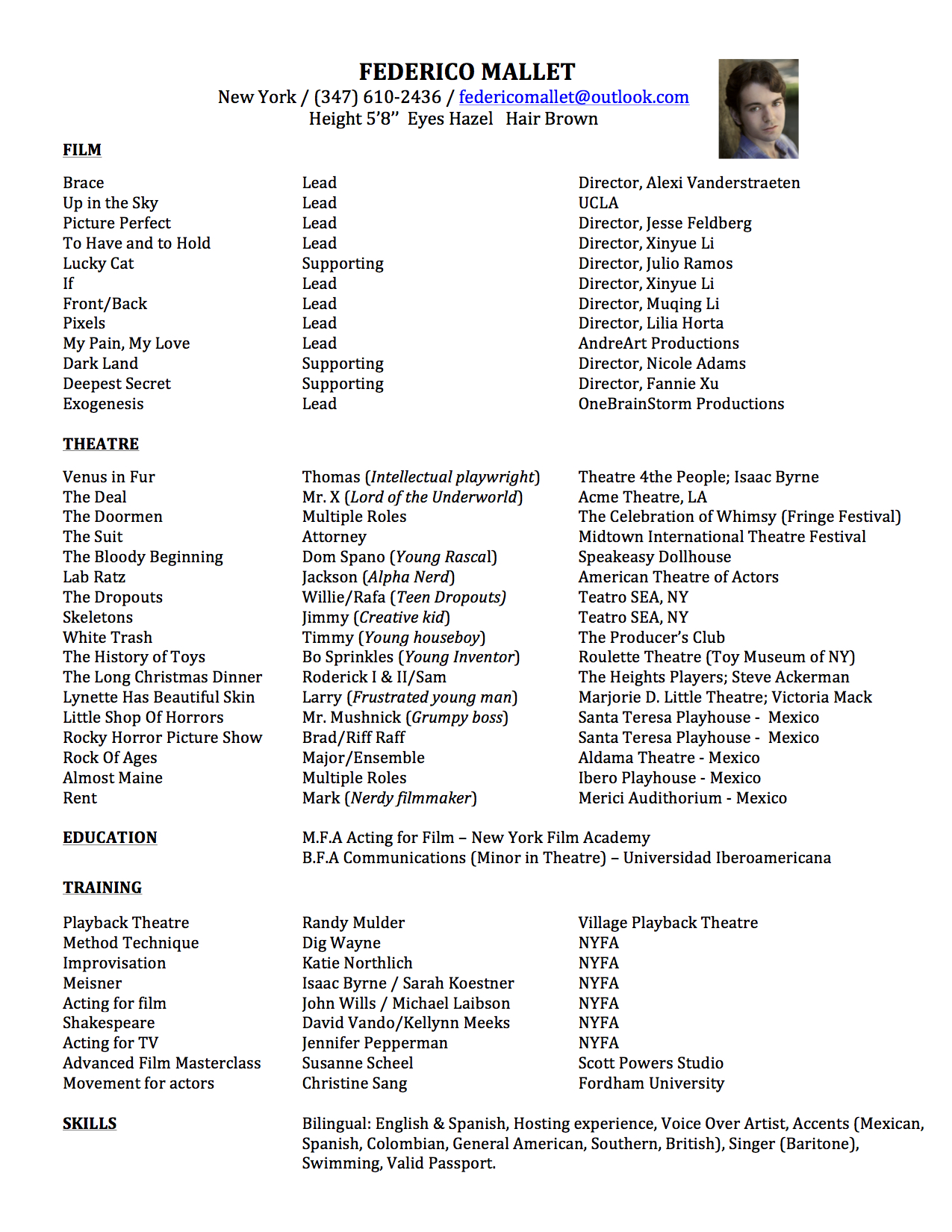 modeling resume with no experience