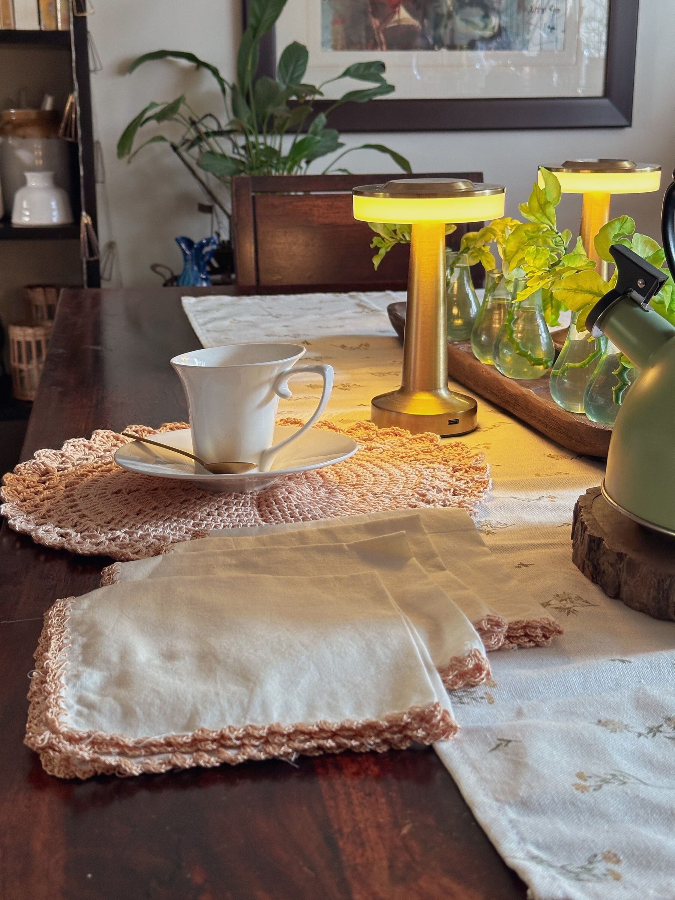 Champagne Vintage placemats with napkins - set of 4