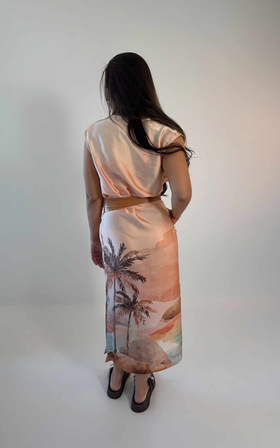 Miniatura: Vestido Cetim de Seda Aquarelado