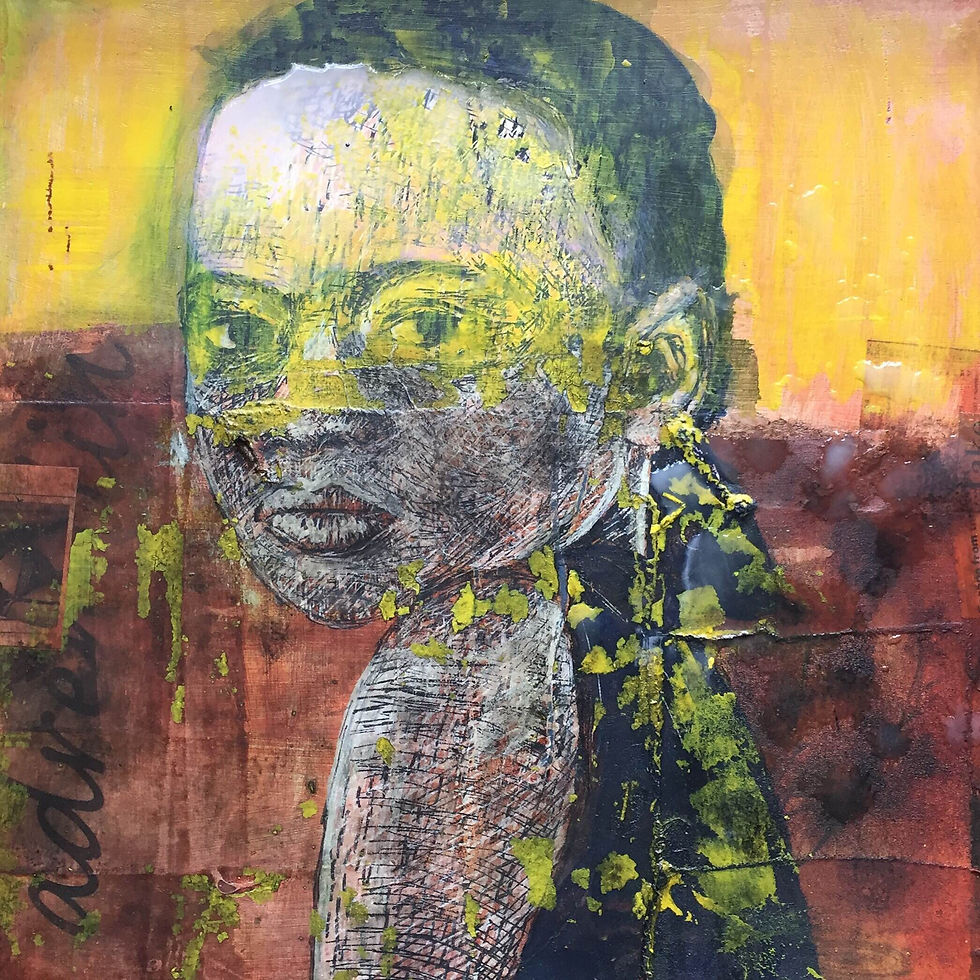 Hvid, gul - brun 30x30cm