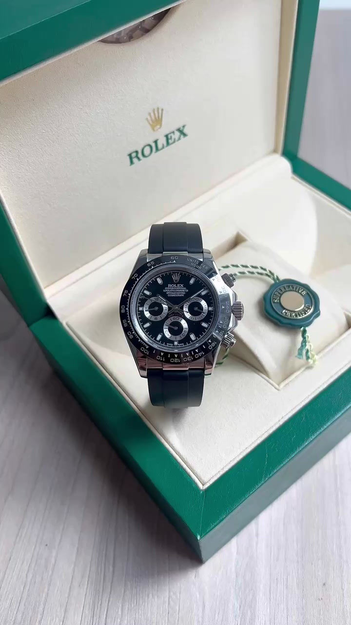Miniatura: ROLEX DAYTONA PRATA PRETO BORRACHA 40MM