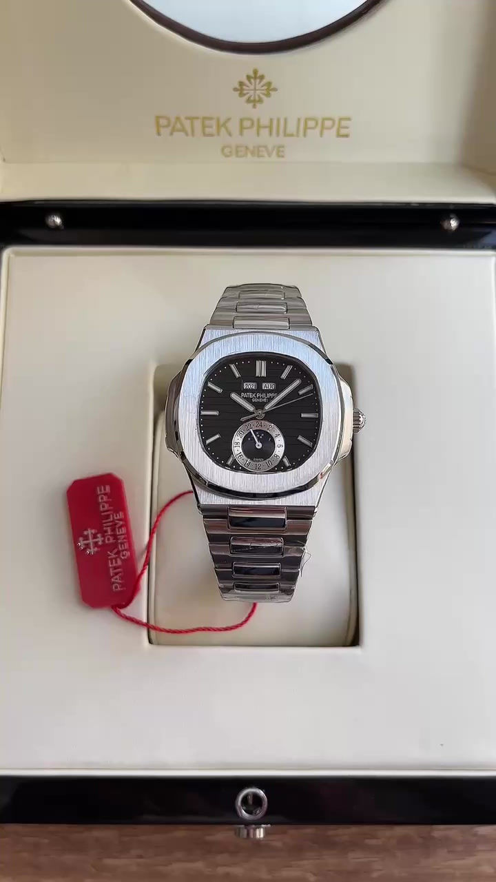 Miniatura: PATEK PHILIPPE NAUTILUS PRATA PRETO 40MM