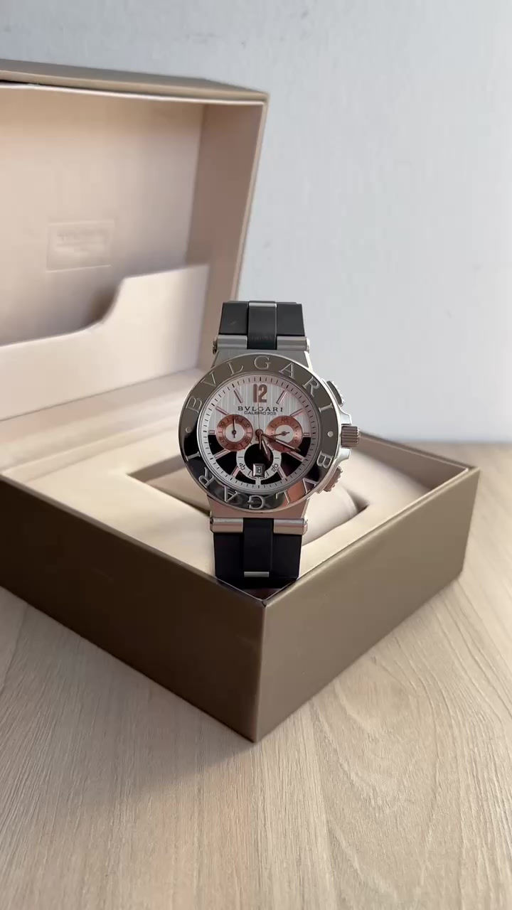 Miniatura: BVLGARI CALIBRO 303 PRATA BORRACHA 44MM