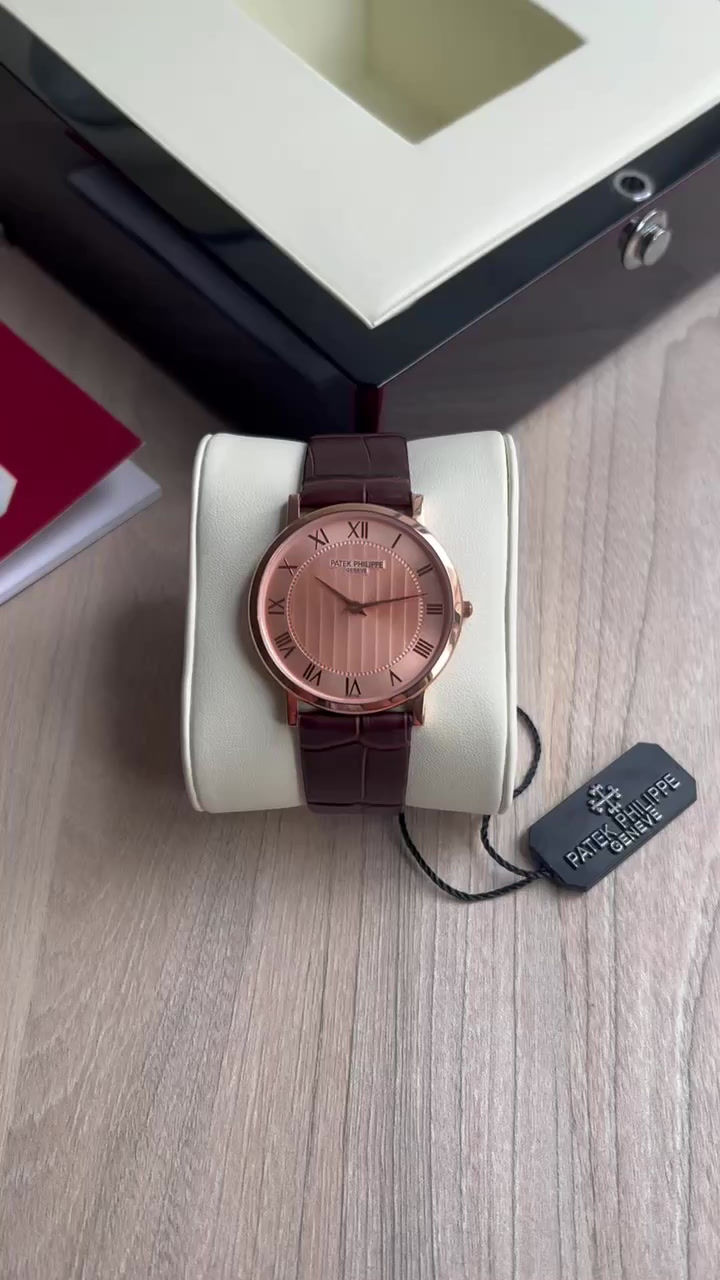 Miniatura: PATEK PHILIPPE MOEDA SLIM ROSE COURO 42MM