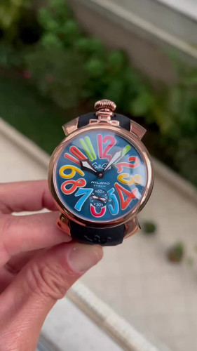 GAGA MILANO ROSE AZUL BORRACHA 47MM | Réplicas de Relógios