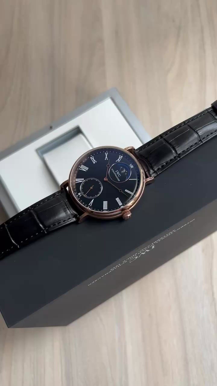 Miniatura: IWC PORTOFINO ROSE PRETO COURO AUTOMÁTICO 46MM