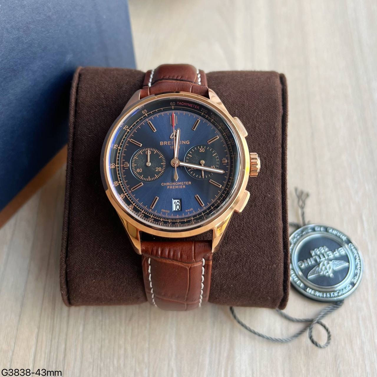 BREITLING PREMIER ROSE COURO 43MM