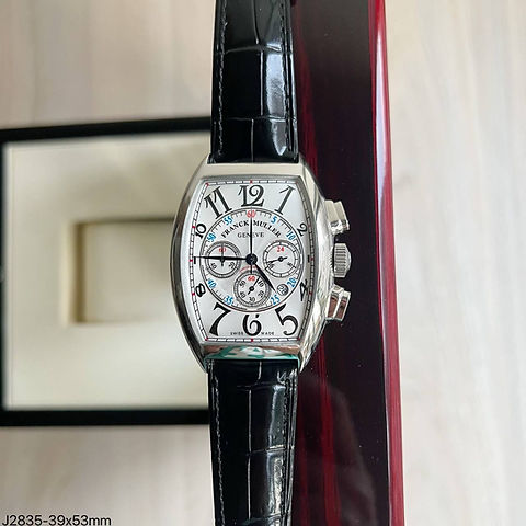 FRANCK MULLER PRATA BRANCO COURO 39MMX53MM | Réplicas de Relógios