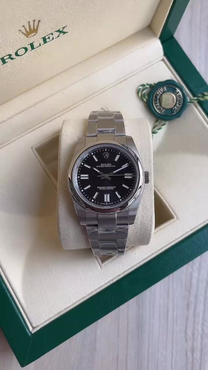 Miniatura: ROLEX OYSTER PERPETUAL PRATA PRETO FEMININO 36MM