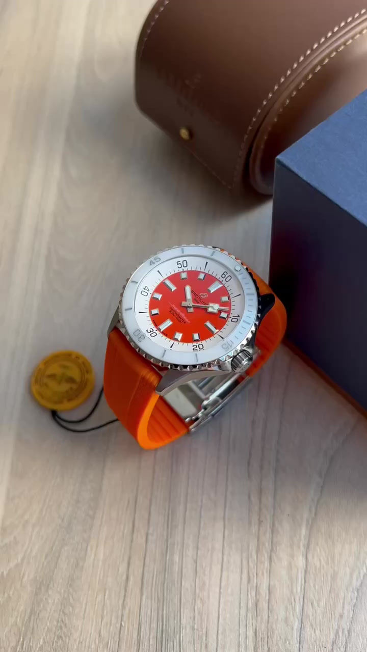 Miniatura: BREITLING SUPEROCEAN AUTOMÁTICO LARANJA BORRACHA 43MM
