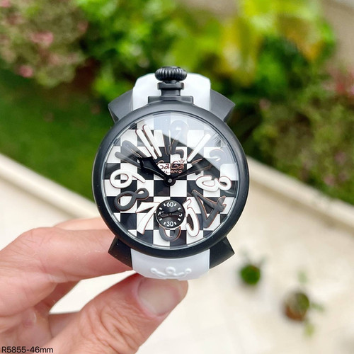 GAGA MILANO PRETO BRANCO BORRACHA 47MM | Relógio Primeira
