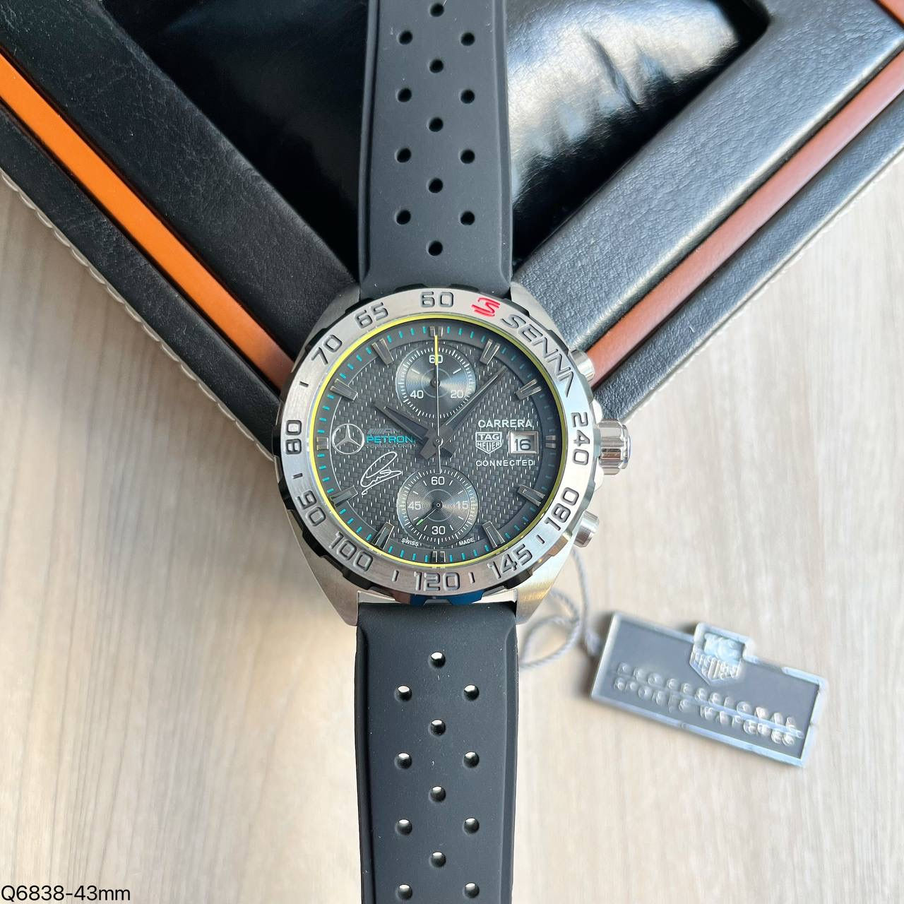 TAG HEUER SENNA CARBONO PRATA 43MM