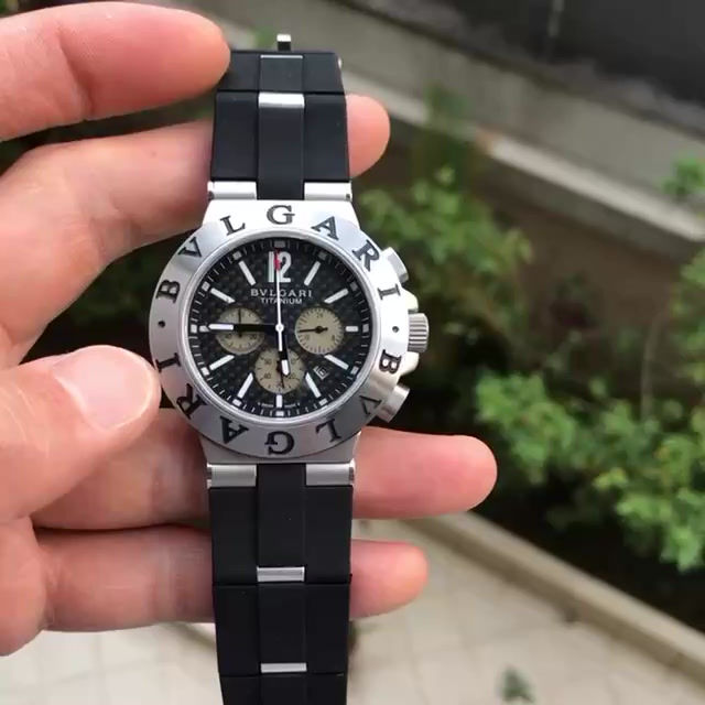 Miniatura: BVLGARI TITANIUM CARBONO PRATA PRETO 44MM