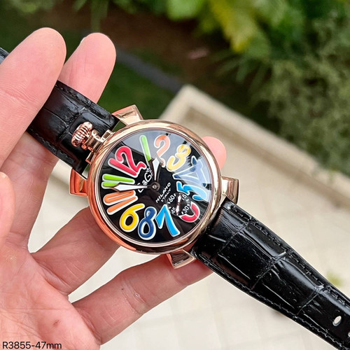 GAGA MILANO ROSE PRETO COURO 47MM | Relógio Primeira