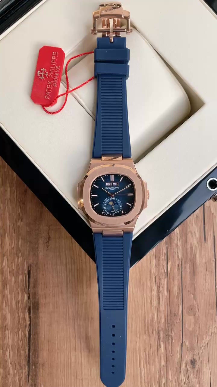 Miniatura: PATEK PHILIPPE NAUTILUS ROSE AZUL BORRACHA 40MM