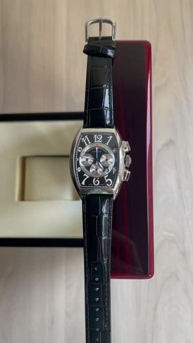 FRANCK MULLER PRATA PRETO COURO 39MMX53MM | Relógio Primeira