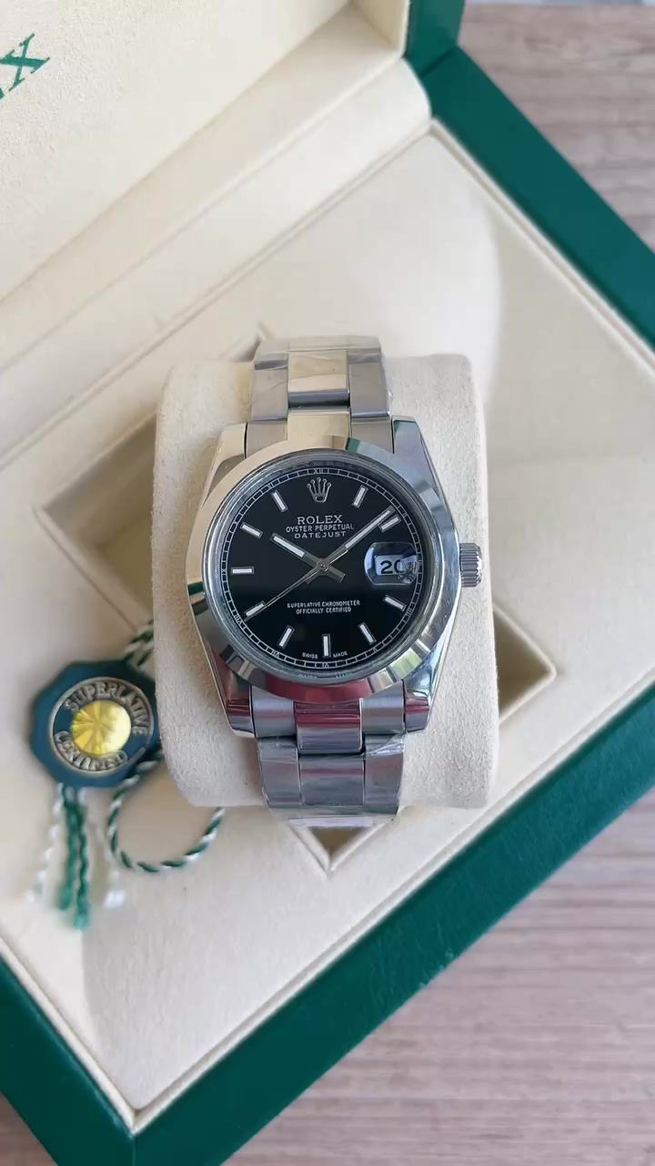 Miniatura: ROLEX DATEJUST PRATA PRETO FEMININO 36MM