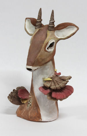 Dikdik sculpture- Clay and acrylic paint 