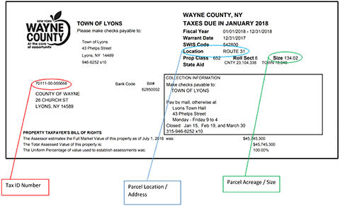 Wayne County, NY tax bill; January 2016
