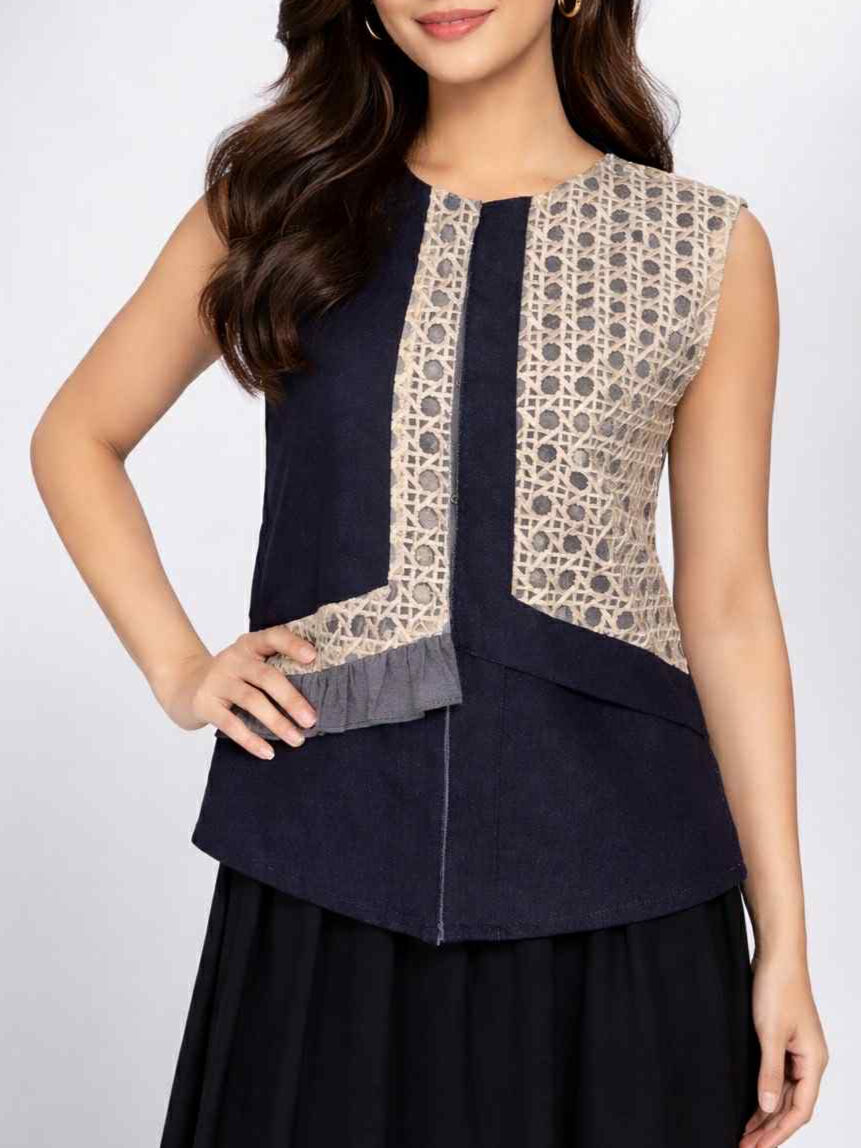 Thumbnail: Adventure Denim Vest with Solihiya  Accent-Free size(For Pre-Order)