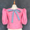Thumbnail: Beloved Solid Linen  Pink Top with Twisted Pink Kantarines Ribbon