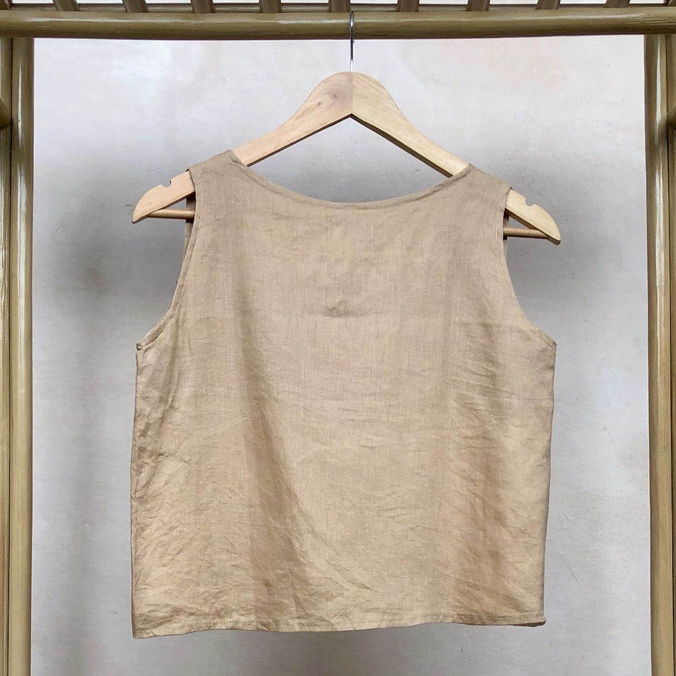 Thumbnail: Creativity Top-Solid Linen Brown with Kantarines Beige Accent