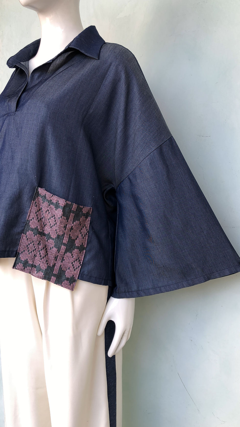 Thumbnail: Luisa Soft Denim Blue w/ Inaul Purple Overlap Pocket-Free Size