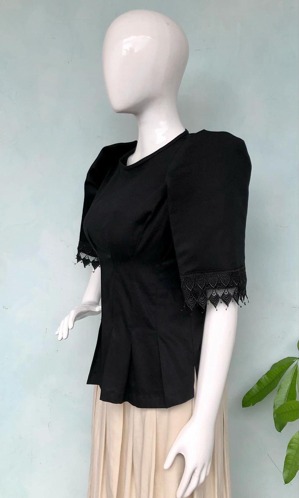 Thumbnail: Bernie-2 way Filipiniana Black with Lace Accent