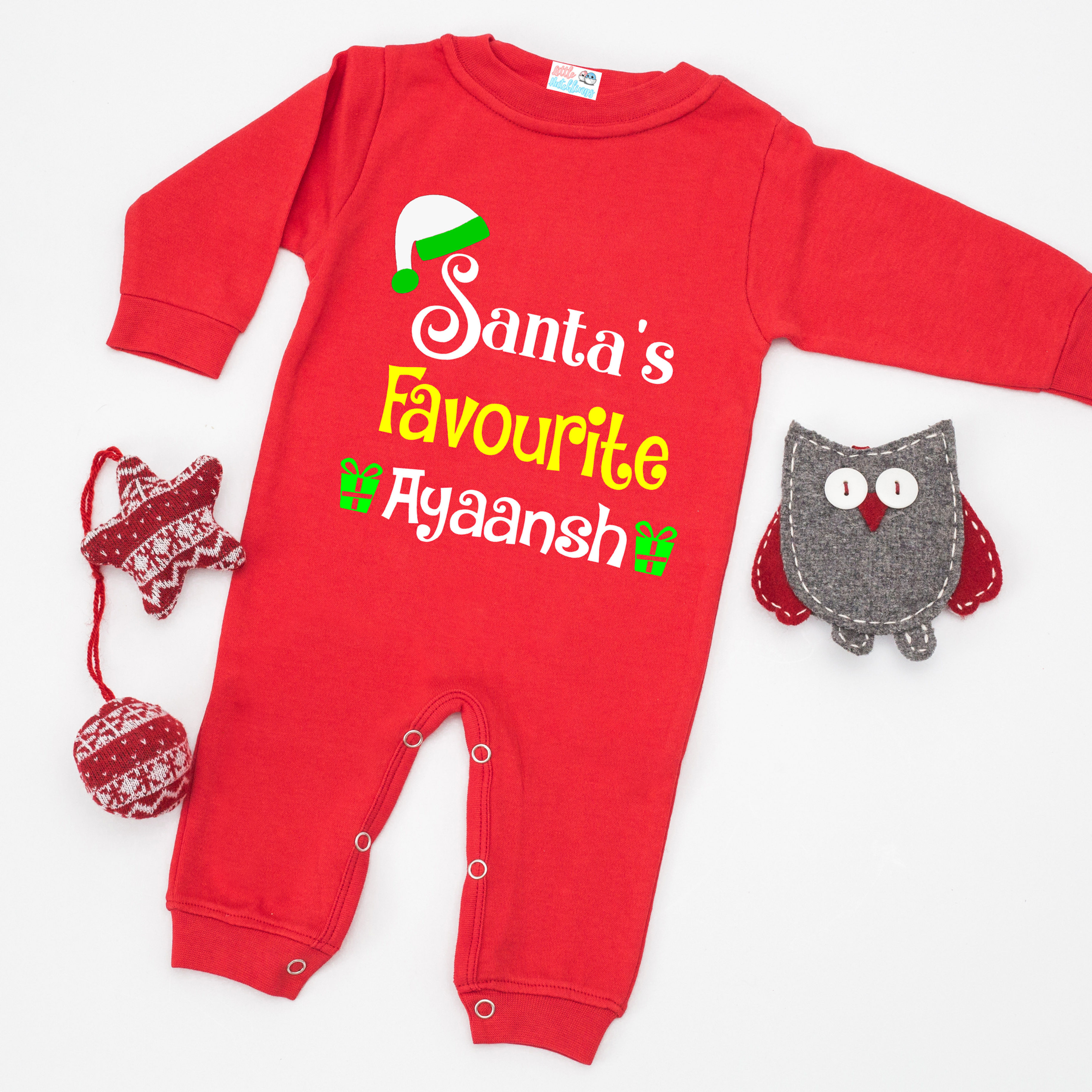Personalised Santa's Favourite Cap Red Onesies / Full Romper