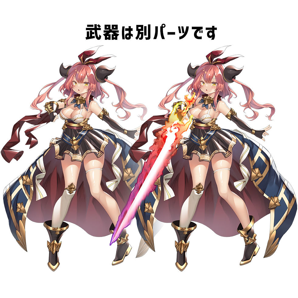 サムネイル： 【立ち絵】魔法剣士女子【表情9種+武器】