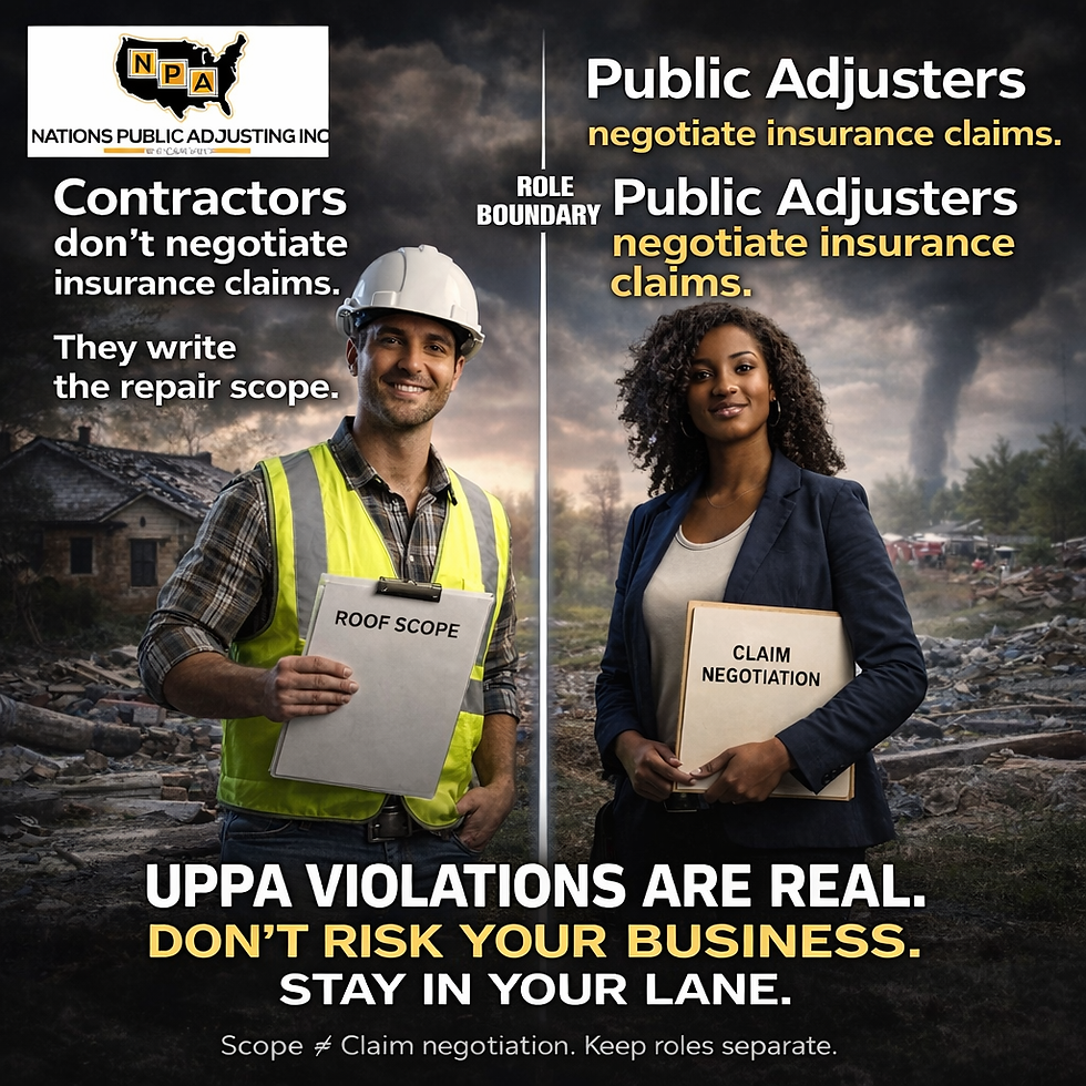 Unauthorized Practice of Public Adjusting (UPPA) in Texas    