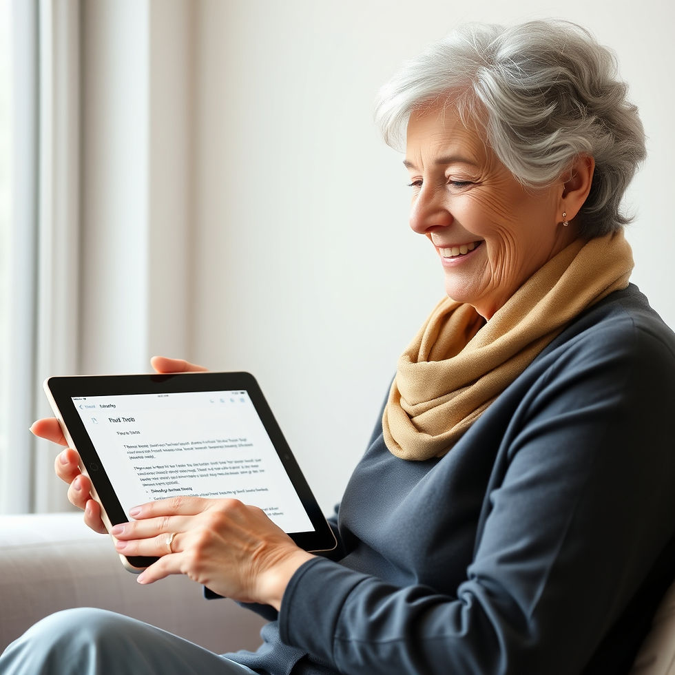 Close-up view of a tablet screen showing a simple app interface