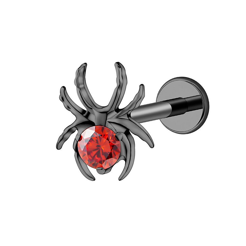Miniaturbild: Rubin Spinne - Titan Gold Edelstein Labret Piercing