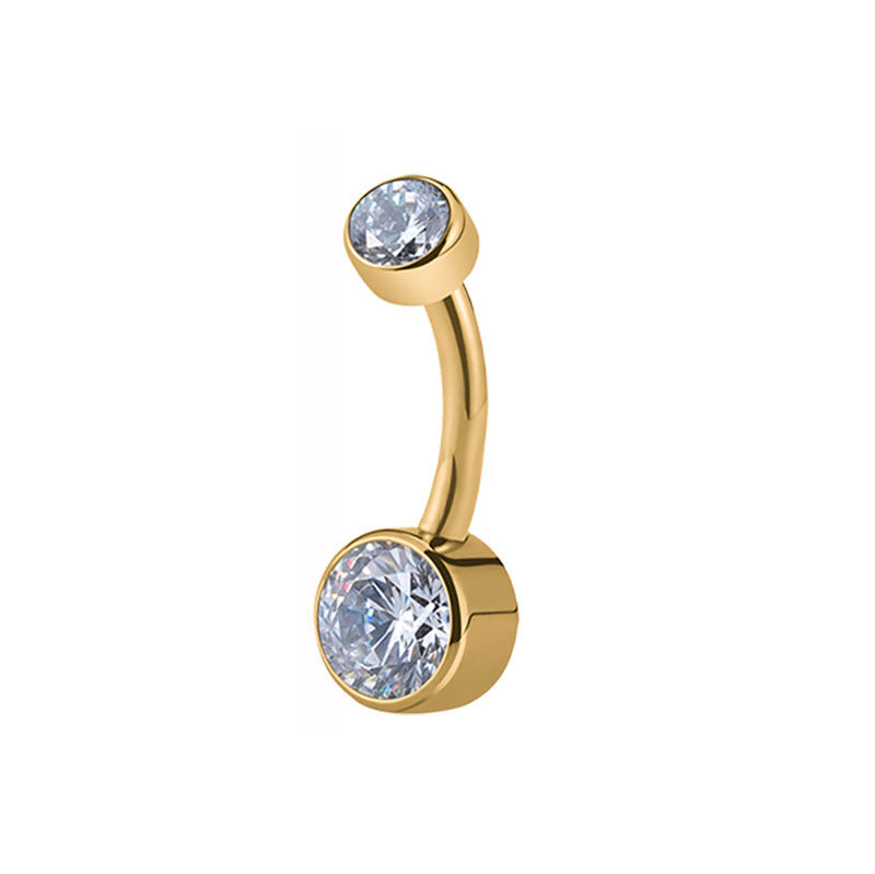Goldener Bauchnabelpiercing mit Edelsteinen