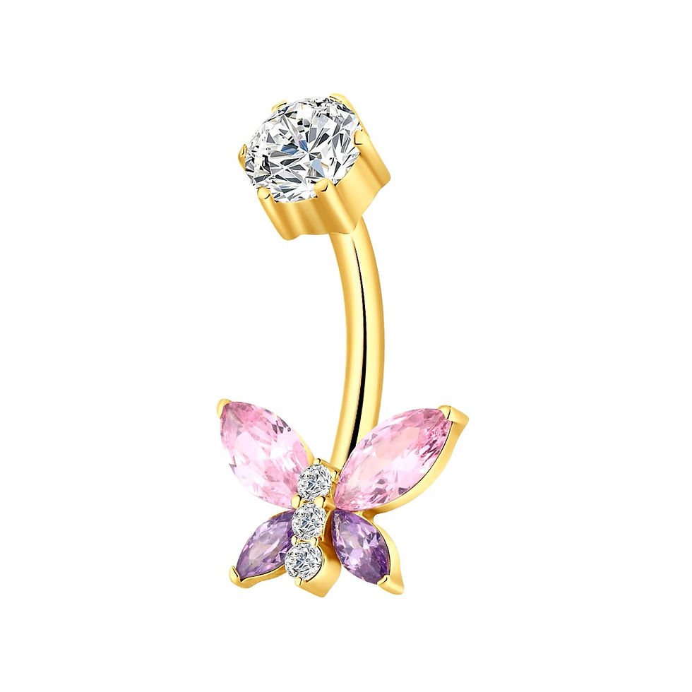 Miniaturbild: Schmetterling - Titan Gold Edelstein Bauchnabelpiercing