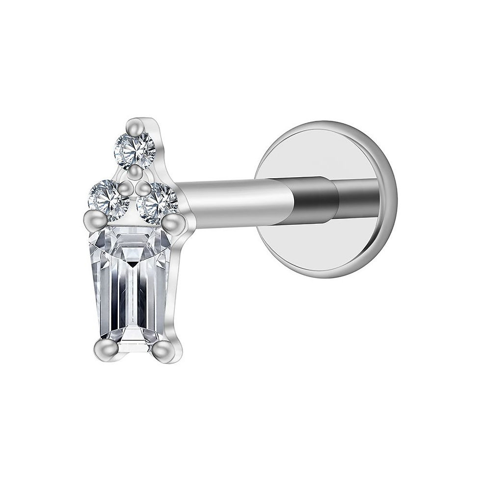 Miniaturbild: Mini Baguette - Titan Gold Edelstein Labret Piercing
