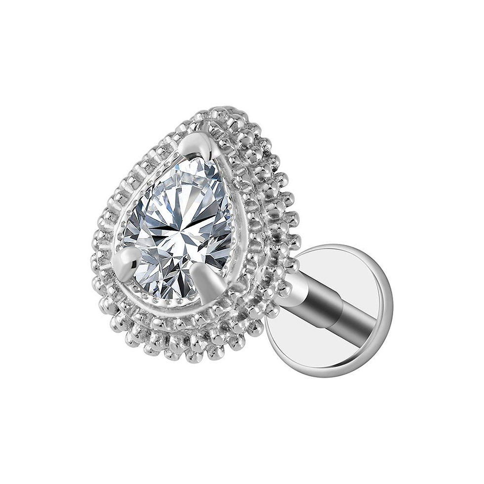 Miniaturbild: Tropfen - Titan Gold Edelstein Labret Piercing