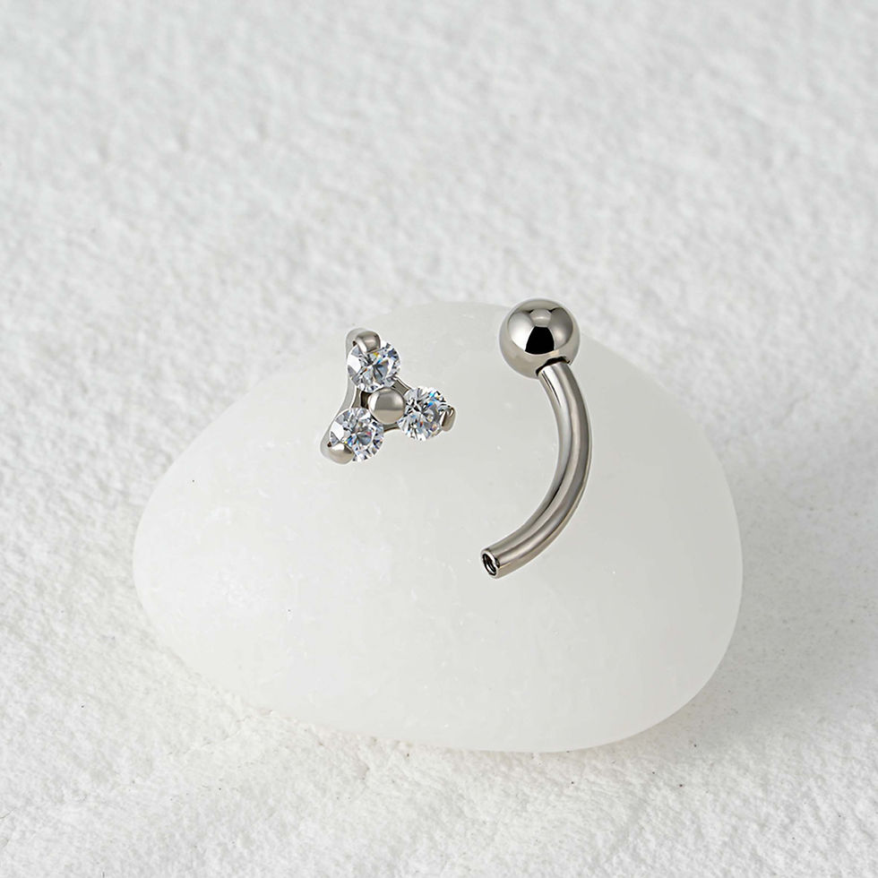 Miniaturbild: Triblu - Titan Gold Edelstein Curved Barbell Banane Rook Daith Augenbraue