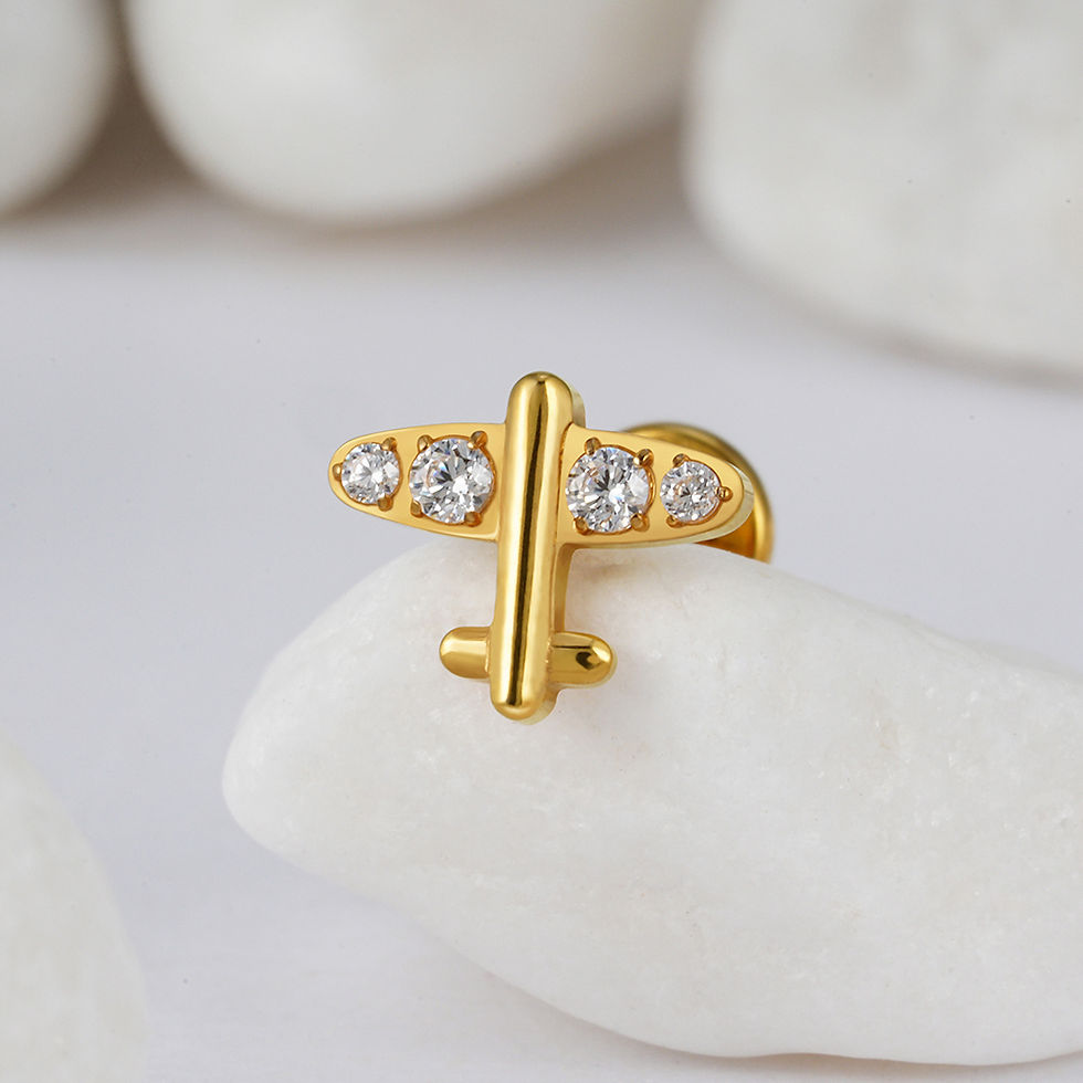Miniaturbild: Flieger - Titan Gold Edelstein Labret Piercing