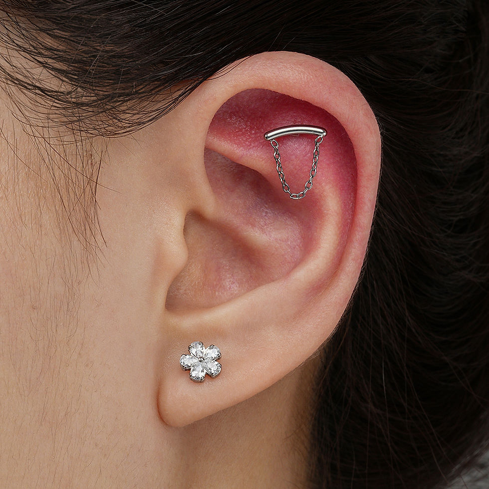 Miniaturbild: Vergissmeinnicht  - Titan Gold Edelstein Labret Piercing