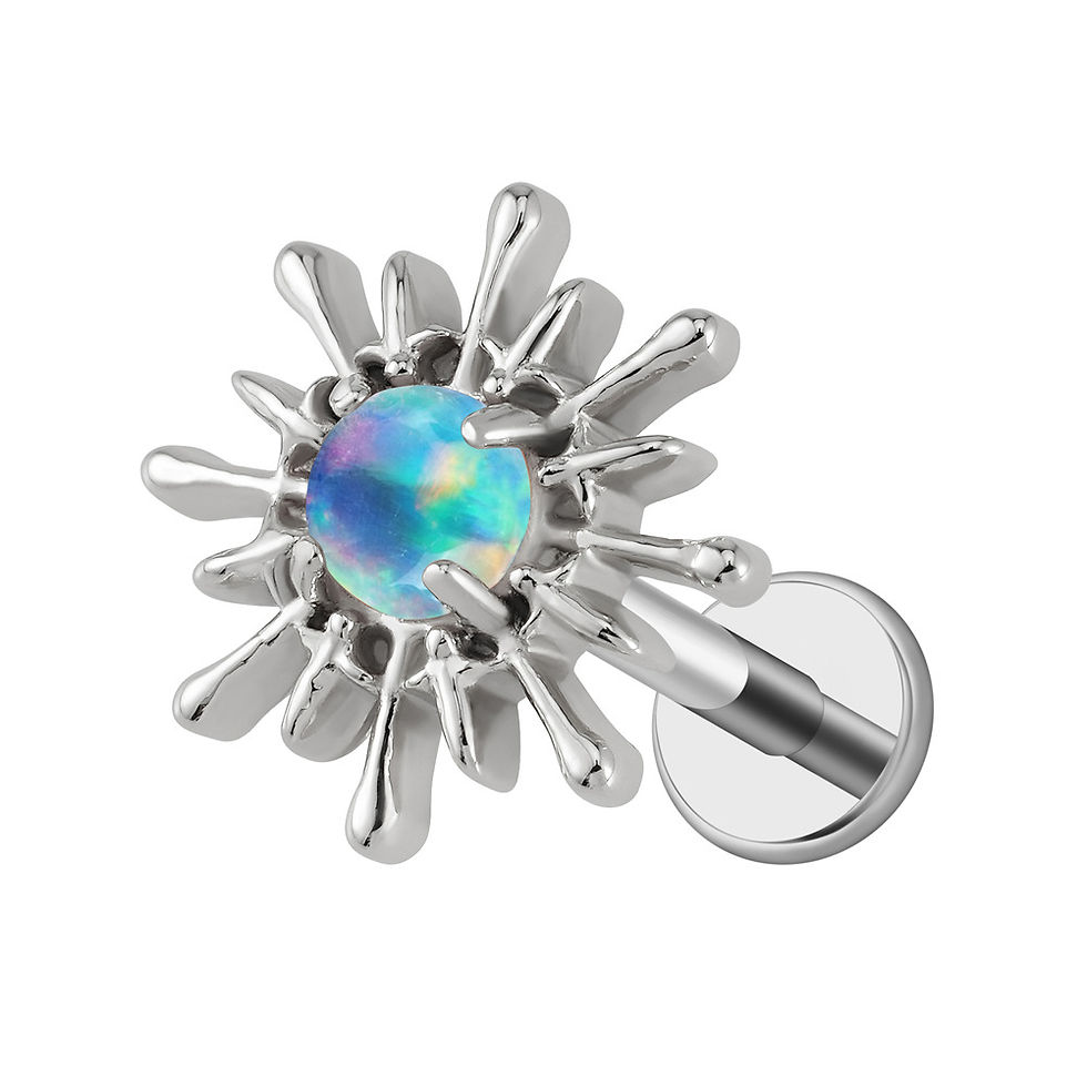 Miniaturbild: Opal Sonne - Titan Gold Edelstein Labret Piercing