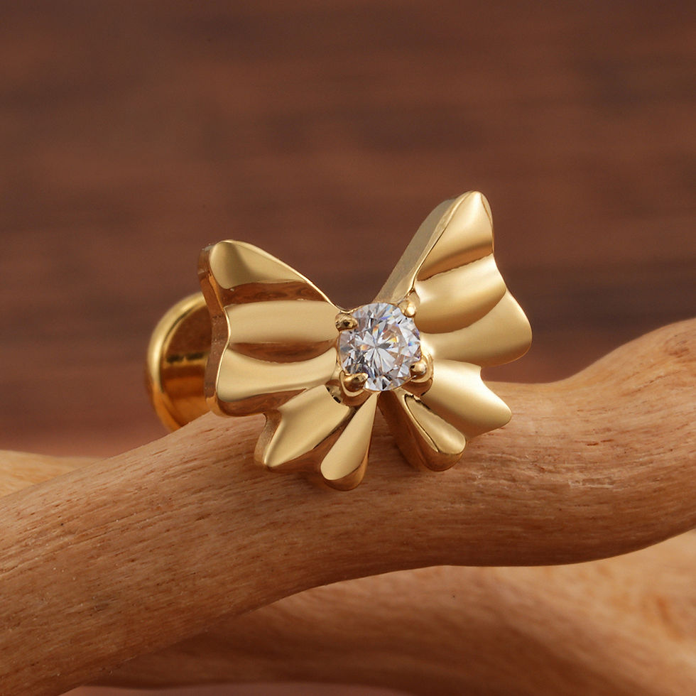 Miniaturbild: Fliege - Titan Gold Edelstein Labret Piercing